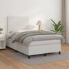 vidaXL Pat box spring cu saltea, alb, 120x190 cm, piele ecologică