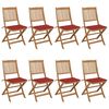 vidaXL Scaune de grădină pliabile cu perne, 8 buc., lemn masiv acacia