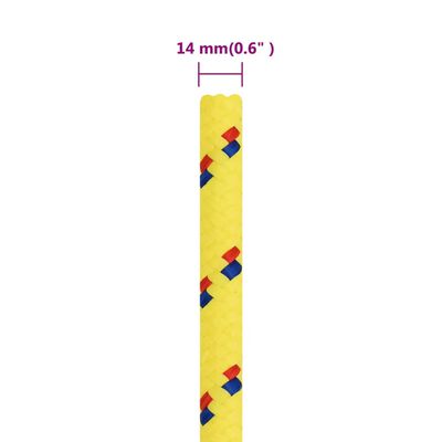 vidaXL Frânghie de barcă, galben, 14 mm, 250 m, polipropilenă