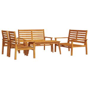 vidaXL Set lounge de gradină 5 piese din lemn masiv de salc&acirc;m