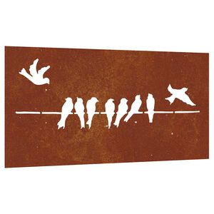 vidaXL Decorațiune perete grădină 105x55 cm design păsări oțel Corten