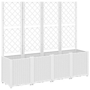 vidaXL Jardinieră de grădină cu spalier, alb, 160x40x140 cm PP