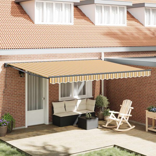 vidaXL Cortina Retractabilă Manual Galben și gri 450 &times; 300 cm