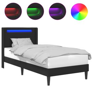 vidaXL Cadru de pat cu benzi LED Negru 100 x 200 cm Piele artificială