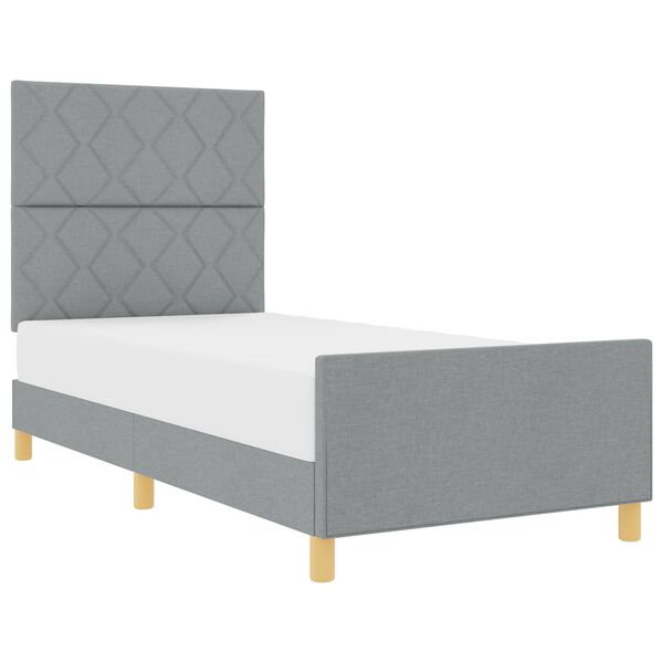 vidaXL Cadru de pat cu headboard Gri deschis 90 x 190 cm țesătură
