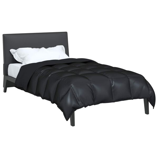 vidaXL Duvet de iarnă Negru 155 x 220 cm Satin și Microfibra
