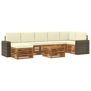 vidaXL Set de canapele de exterior cu pernă 8 pcs Natural și Crem