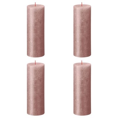 Bolsius Lumânări bloc rustice Shimmer, 4 buc., roz, 190x68 mm