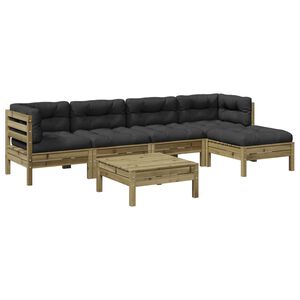 vidaXL Set canapele de grădină cu perne, 6 piese, lemn de pin tratat