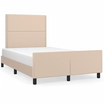 vidaXL Cadru de pat cu tăblie, cappuccino, 120x200 cm, piele ecologică
