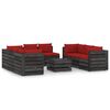 vidaXL Set mobilier de grădină cu perne, 9 piese, gri, lemn tratat