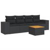 vidaXL Set mobilier de grădină cu perne, 5 piese, negru, poliratan