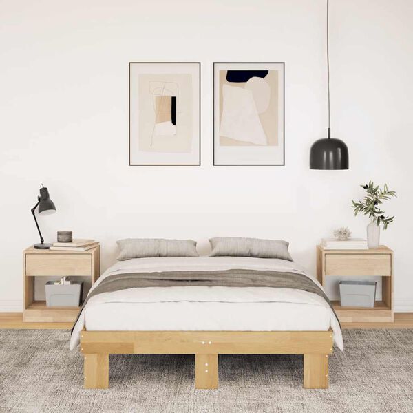 vidaXL Cadru de pat fără saltea 120x200 cm din lemn masiv de stejar