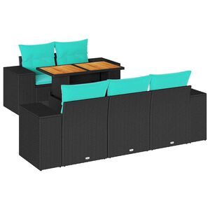 vidaXL Set mobilier de grădină cu perne, 6 piese, negru, poliratan