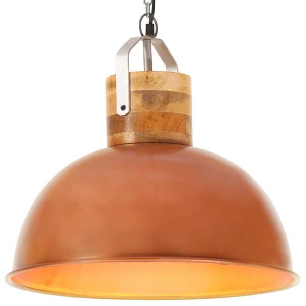 vidaXL Lampă suspendată industrială, arămiu, 42 cm, mango, E27, rotund