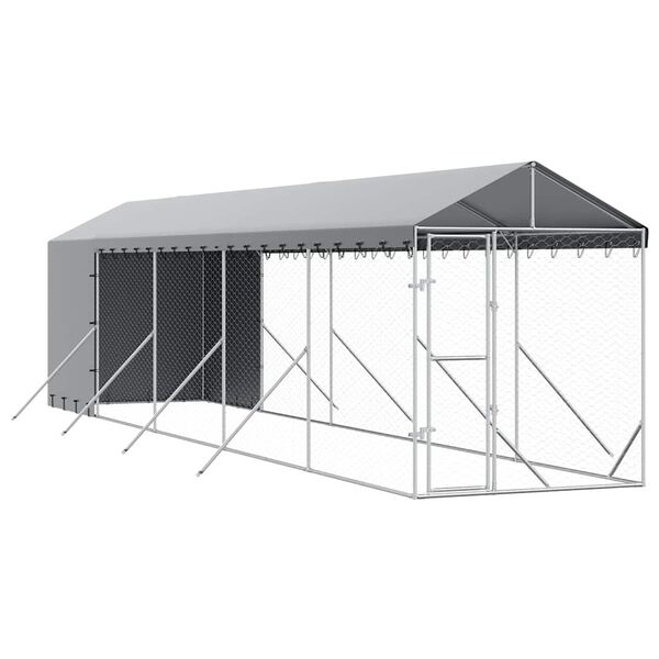 vidaXL Padoc exterior cu acoperiș argintiu 2x10x2,5 m oțel galvanizat