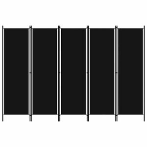 vidaXL Paravan de cameră cu 5 panouri, negru, 250 x 180 cm