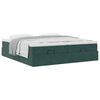 vidaXL Cadru de pat otoman cu saltele, catifea verde închis 180x200cm