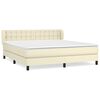 vidaXL Pat box spring cu saltea, crem, 160x200 cm, piele ecologică