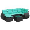 vidaXL Set canapele de grădină cu perne, 7 piese, negru, poliratan