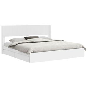 vidaXL Cadru de pat cu depozitare și tăblie Alb 180 x 200 cm