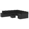 vidaXL Set canapele de grădină cu perne, 11 piese, negru, poliratan