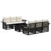 vidaXL Set de canapele pentru grădină 7 buc. Negru și Alb crem