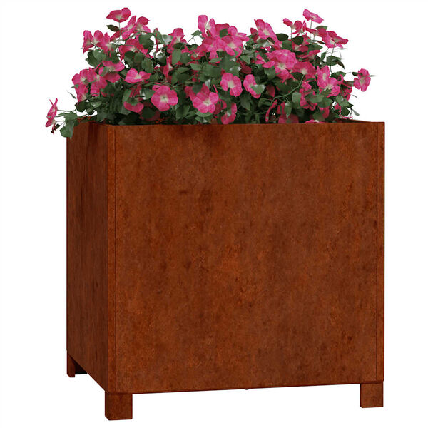 vidaXL Jardiniere cu picioare 2 buc. ruginiu 50x50x50 cm oțel corten