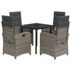 vidaXL Set mobilier de grădină cu perne, 5 piese, gri, poliratan