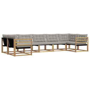 vidaXL Set de canapele de exterior cu pernă 7 pcs Alb și gri deschis