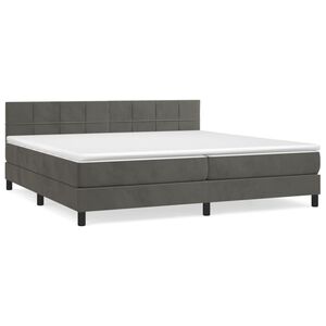 vidaXL Pat box spring cu saltea, gri &icirc;nchis, 200x200 cm, catifea