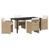 vidaXL Set de masă pentru grădină cu pernă 5 pcs Bej poliratan