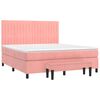 vidaXL Pat box spring cu saltea, roz, 180x200 cm, catifea