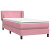 vidaXL Pat box spring cu saltea, roz, 100x220 cm, catifea