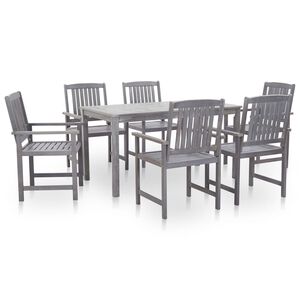 vidaXL Set mobilier de exterior 7 piese, gri prespălat, lemn de acacia