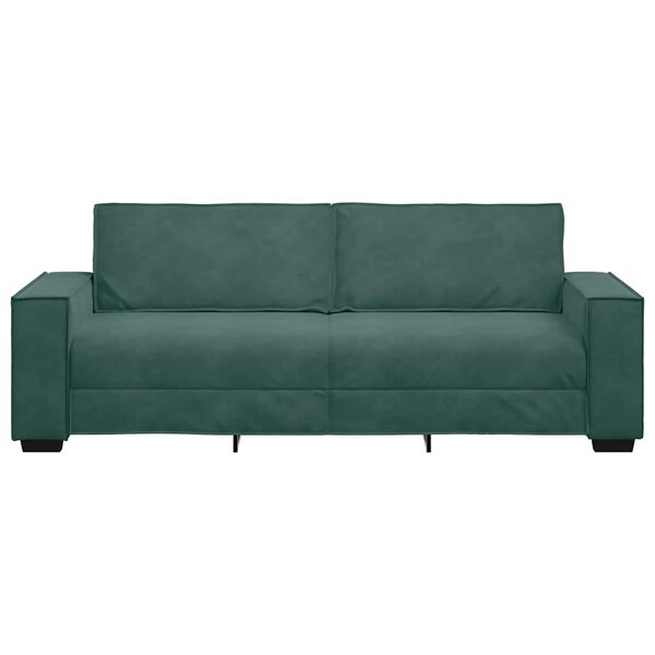 vidaXL Canapea cu 3 locuri, verde &icirc;nchis, 220x78x84 cm, catifea