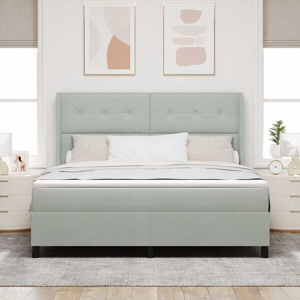 vidaXL Pat cu arcuri cu saltea Gri deschis 180 x 200 cm Catifea