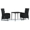 vidaXL Set mobilier de grădină cu perne, 3 piese, negru