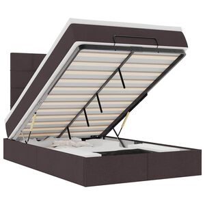 vidaXL Cadru de pat otoman cu saltea țesătură maro &icirc;nchis 120x190 cm