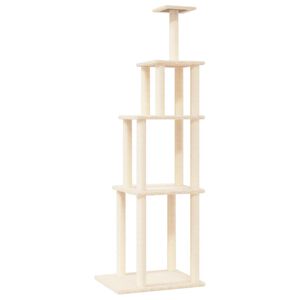 vidaXL Ansamblu de pisici cu st&acirc;lpi din funie de sisal, crem, 183 cm