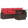 vidaXL Set de canapele pentru grădină cu pernă 5 pcs Maro poliratan