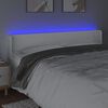 vidaXL Tăblie de pat cu LED, alb, 163x16x78/88 cm, piele ecologică