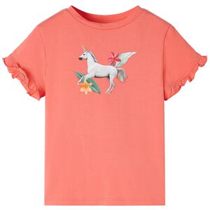 vidaXL Tricou de copii cu m&acirc;neci scurte, corai, 104
