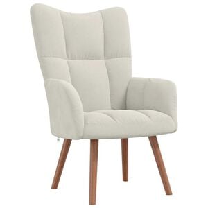 vidaXL Scaun de relaxare, alb crem, catifea
