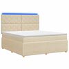 vidaXL Pat cu arcuri LED și saltea Crem 160 x 200 cm Țesătură