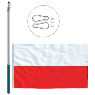 vidaXL Drapel Polonia și stâlp din aluminiu 6 m