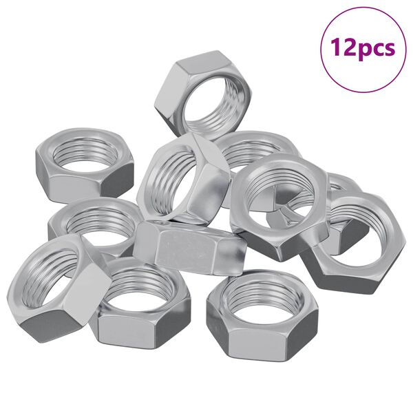 vidaXL Piuliță hexagonală 12 pcs Argintiu M6 Metal