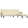 vidaXL Canapea extensibilă 2 locuri, cu taburet, crem, catifea