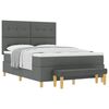 vidaXL Pat cu arcuri cu headboard Gri &icirc;nchis 200 x 160 cm țesătură