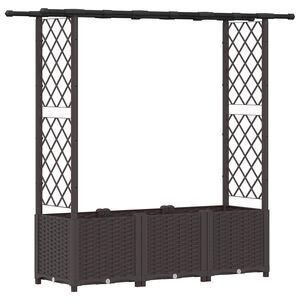 vidaXL Pat Ridicat cu Trellis și Acoperiș Maro 162,5 x 40 x 136 cm PP